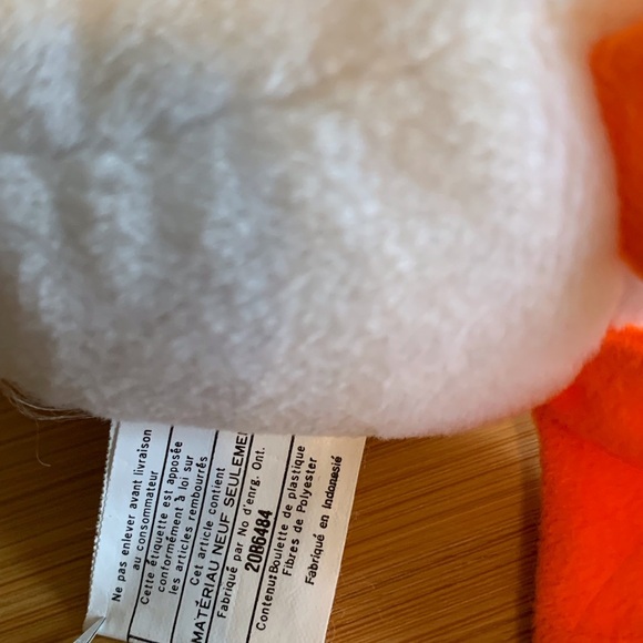 Ty (11) Gracie Beanie Baby White Plush with Orange Accents - Picture 5 of 8